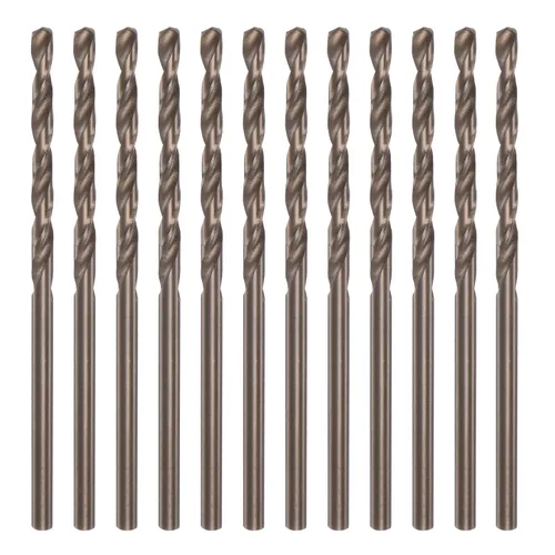 HARFINGTON 12 brocas de cobalto, 0.094 in M35 de alta velocidad métrica de acero de alta velocidad brocas de vástago recto para metal duro, acero