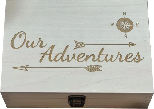 Miniatura 7 de Our Adventures Box, 8.5 x 8 x 2.5 pulgadas, caja de madera, caja de recuerdo, caja de memoria, caja de regalo, regalo de 5 aniversario, ideas