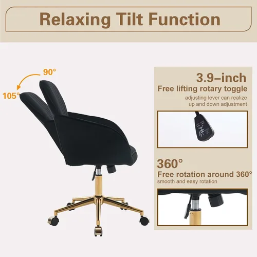 Miniatura 5 de Silla moderna de oficina en casa, cómoda silla de escritorio de terciopelo, silla de tocador de maquillaje con ruedas, silla giratoria ajustable