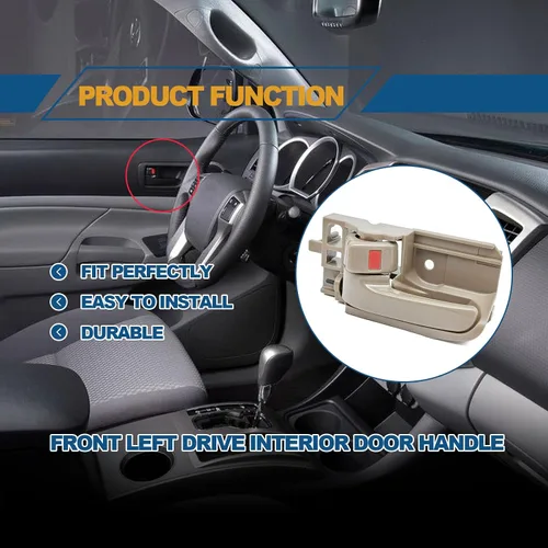 Miniatura 6 de Manijas de puerta interior para el lado del conductor y del pasajero compatibles con Toyota Corolla 2003-2008, Toyota Tacoma 2005-2015, Pontiac Vibe