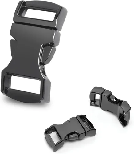 Miniatura 11 de CooBigo Metal Side Release Buckle Webbing Buckle Paracord Bracelet Clasps for Leather Strap Dog Collars Harness Belt 1 pulgada (0.984 in) negro