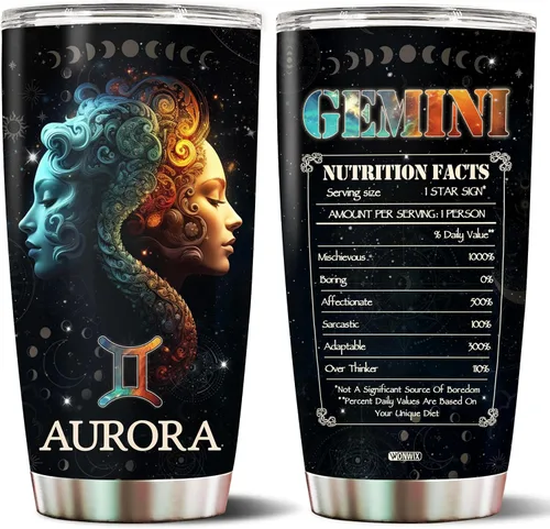 Miniatura 16 de Regalos personalizados de acuario para mujeres, constelación del zodiaco, astrología, aislado, 20 onzas, taza de café de acero inoxidable con tapa