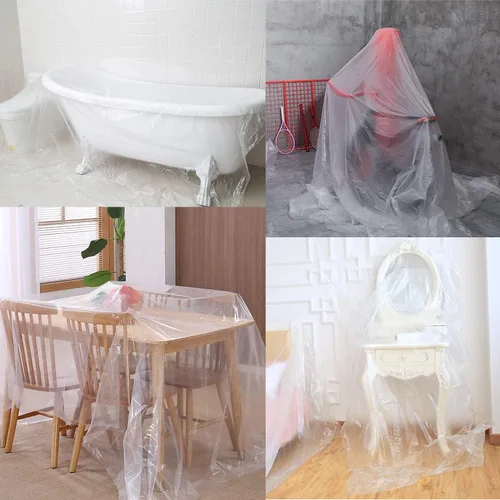 Miniatura 5 de 5 hojas de paños de plástico, cubierta de plástico para pintura de plástico, cubierta de plástico impermeable, antipolvo, funda de sofá para pintar