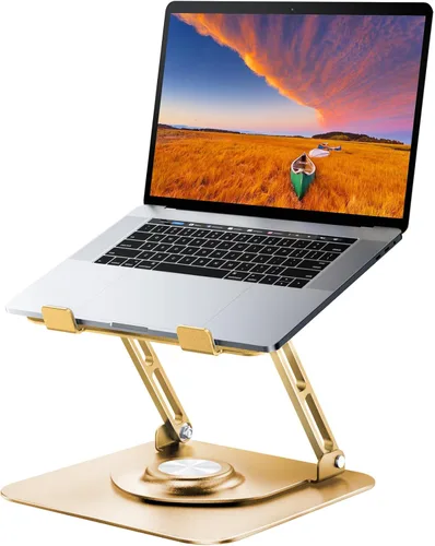 Miniatura 12 de JOYEKY Soporte para computadora portátil para escritorio, soporte de computadora ajustable con base giratoria de 360°, elevador ergonómico