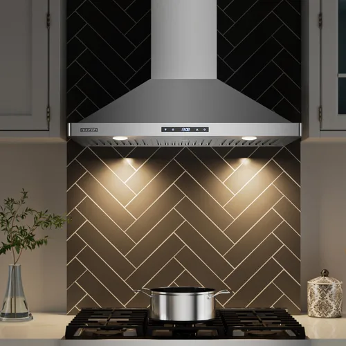 Miniatura 2 de Empava Campana extractora de pared con conductos o sin conductos de 36 pulgadas, ventilación de estufa de escape de cocina con motor de aluminio