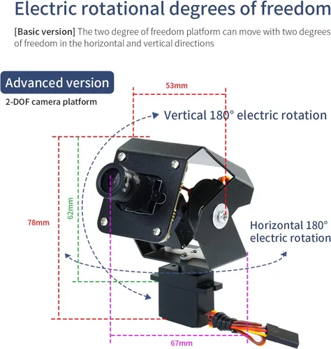 Miniatura 6 de Yahboom 1MP 2DOF Cámara eléctrica PTZ Smart Car Robot 2D Servo Soporte USB RaspberryPi (2DOF 1MP Básico)