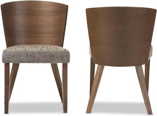 Miniatura 4 de Baxton Studio Silla de comedor moderna de madera de gorrión, marrón, juego de 2, 20.62 pulgadas de largo x 22 pulgadas de ancho x 31.25 pulgadas