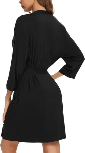 Miniatura 4 de Samring Bata para mujer, kimono, suave bambú, ropa de dormir, bata de baño de punto corto para mujer, tallas S-XXL