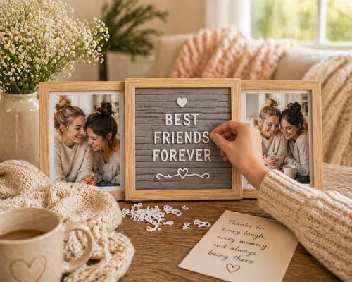 Miniatura 3 de Marco de fotos personalizado con tablero de letras personalizadas – Mostrar dos fotos para mamá, abuela, mejor amiga, hermanas o parejas – Marco