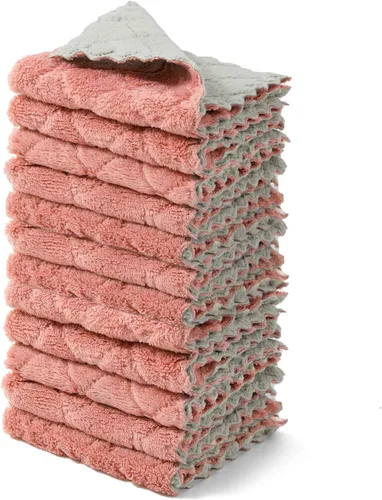 Miniatura 12 de kimteny Paquete de 12 Paños de Cocina, Paños de Cocina Premium de 10x10 pulgadas, Toallas de Cocina Súper Absorbentes de Terciopelo Coral Paños