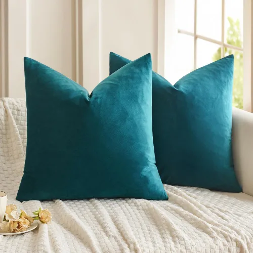 Miniatura 17 de MIULEE Fundas de almohada de terciopelo de 22 x 22 pulgadas, paquete de 2 unidades, color negro, fundas de cojín cuadradas decorativas súper suaves