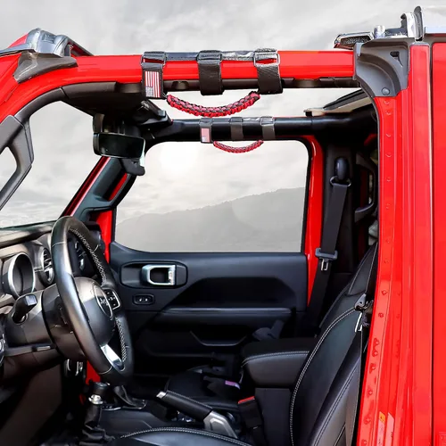Miniatura 3 de Asas de Agarre de Barra Antivuelco para Jeep Wrangler CJ YJ TJ JK JL Gladiator JT 1955-2025 2.0"-4.0" Jaula Antivuelco Mango de Agarre de Paracord 2