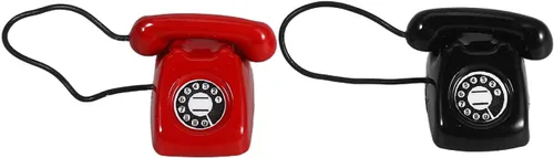 MAGICLULU Mini modelo de teléfono retro para decoración de casa de muñecas, escala 1:12, teléfono en miniatura de metal, diseño vintage para