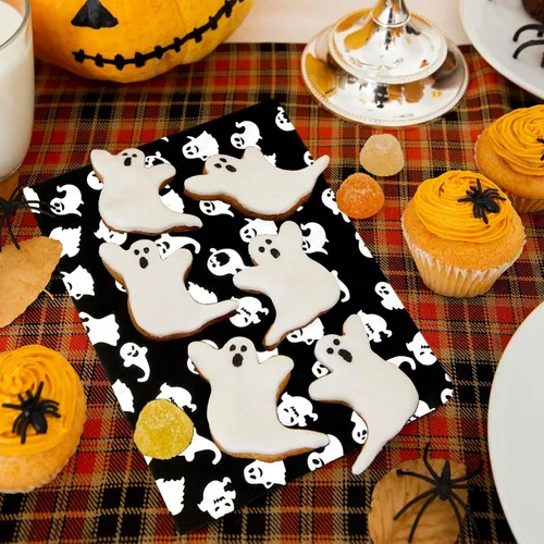 Miniatura 5 de 150 piezas de papel encerado de Halloween lindo fantasma delicatessen, papel de sándwich blanco y negro, impermeable, a prueba de aceite, forro