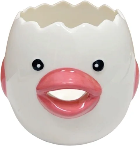 Separador de Huevos Lindo LuoCoCo, Separador de Clara y Yema de Huevo de Cerámica con Diseño de Pollo Vomitando, Práctico Filtro Pequeño para