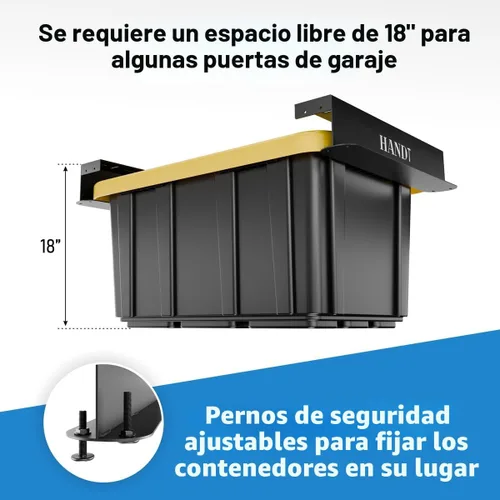 Miniatura 7 de Estante de almacenamiento de garaje con base en Estados Unidos, rieles de techo de metal resistente conectables, sistema de estantería de Negro