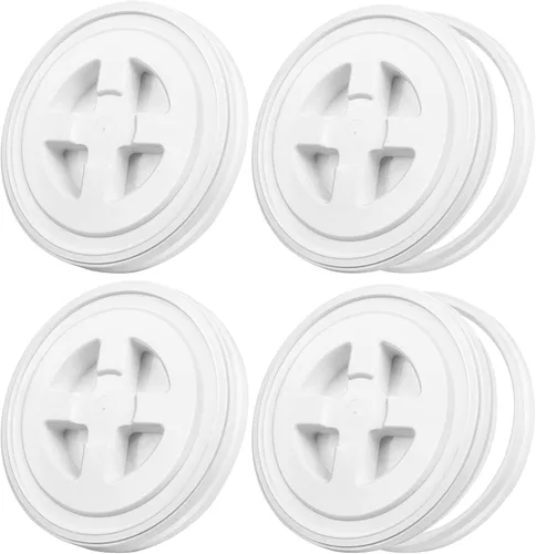 Miniatura 9 de Aodaer 4 tapas de sellado de 5 galones, tapa giratoria de plástico reutilizable para contenedor de almacenamiento de alimentos, comederos de pollo
