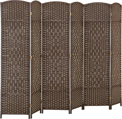 Miniatura 17 de HOMCOM Divisor de habitación de 3 paneles, pantalla de privacidad plegable de 6 pies de alto, partición de pared independiente tejida a mano