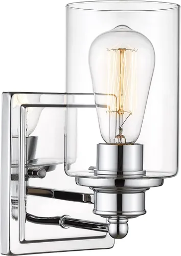 Miniatura 17 de HWH - Lámpara de tocador cromada con 5 luces sobre espejo, lámpara de pared moderna para baño, 37 pulgadas, acabado cromado, 5HLT63B-5W CH