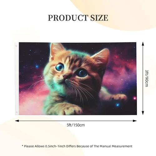 Miniatura 2 de Bandera de jardín impresa con diseño de gato y galaxia de 3 x 5 pies, bandera para exteriores, bandera de brisa, banderas a prueba de decoloración