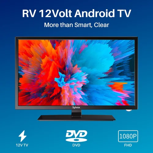 Miniatura 2 de SYLVOX TV RV de 19 pulgadas, Smart 12V HDTV con reproductor de DVD, opciones de alimentación dual (12V CC/AC), compatibilidad con Google OS y Google