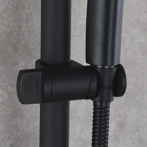 Miniatura 6 de Barra deslizante de ducha negra de acero inoxidable 31,5 pulgadas para baño sin perforaciones