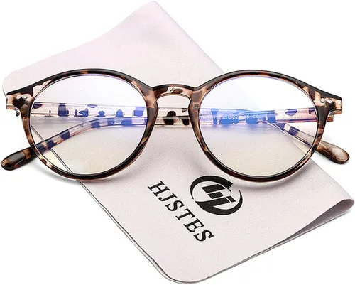 Miniatura 13 de HJSTES Gafas de Luz Azul Vintage para Mujeres y Hombres Redondas que Bloquean la Luz Azul con Marco Grueso TR90
