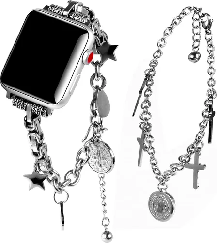 Correas brillantes compatibles con Apple Watch Band de 1.496 pulgadas, 1.575 pulgadas, 1.614 pulgadas, 1.654 pulgadas, 1.732 pulgadas, 1.772 Plata #1