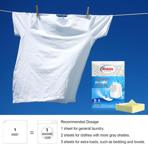 Miniatura 7 de Hojas blanqueadoras ecológicas para ropa sucia, 78 unidades – Binbata sin perfume de alta concentración, elimina eficazmente el amarillamiento