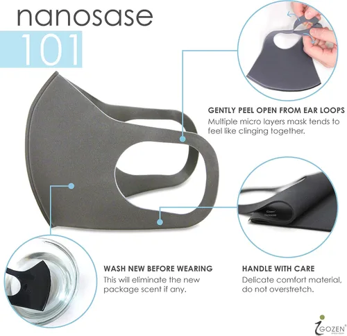 Miniatura 5 de Paquete de 5 máscaras faciales deportivas Nanosase G para adultos, unisex, BNS Poly Spandex Nano 3D (5 negros, G Sports)