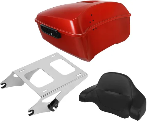 Miniatura 33 de TCT-MOTORPARTS Atlas Silver Metálico Maletero de Viaje Modificado con Respaldo y Montaje en Rack Adecuado para Harley Touring 14-25 Street Glide