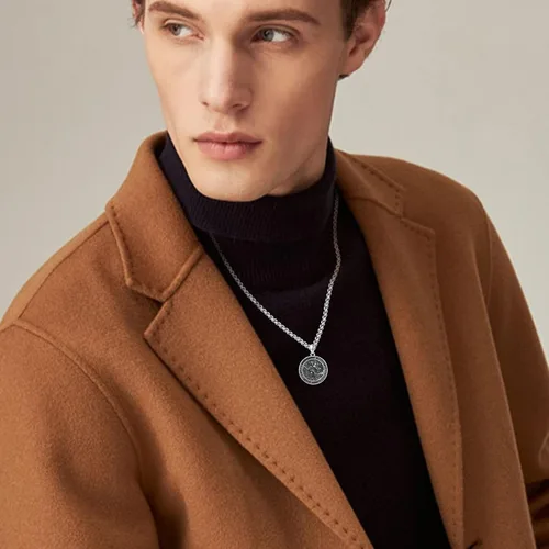 Miniatura 528 de Collar de plata de ley 925 con medalla de San Patrón, colgante de protección católica, amuleto, joyería religiosa para hombres y mujeres