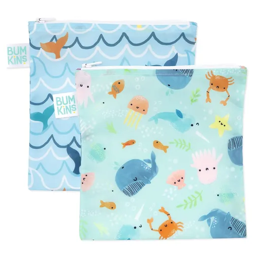 Miniatura 29 de Bumkins Bolsas de aperitivos reutilizables, para el almuerzo escolar de niños y para adultos, tela lavable, bolsa de tela impermeable
