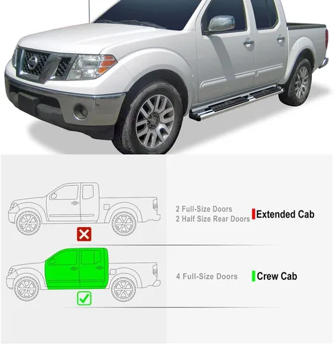 Miniatura 2 de APS Estribos de barras Nerf cromadas estilo OE compatibles con Nissan Frontier 2005-2024 Crew Cab