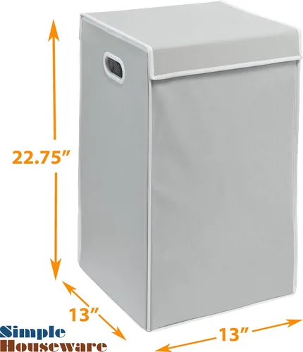 Miniatura 5 de Simple Houseware Cesta plegable para ropa sucia con tapa y bolsa extraíble, color gris