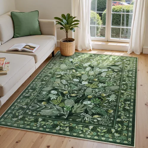 Miniatura 13 de Anidaroel Alfombras botánicas coloridas de 5 x 7 pies, lavables a máquina, para sala de estar, antideslizante, alfombra suave para dormitorio