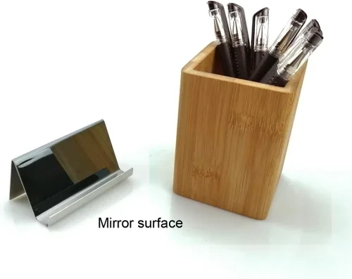 Miniatura 8 de Enyuwlcm Tarjetero de escritorio de metal para escritorio, soporte de tarjetas de visita de acero inoxidable para hombres, oficina, negro, paquete