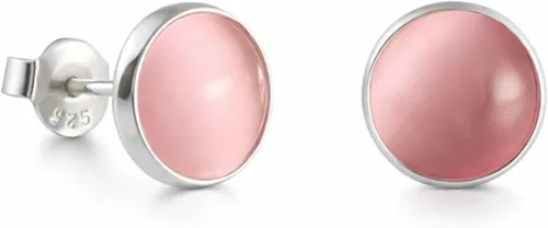 Miniatura 23 de Aretes de plata de ley 925 maciza hechos a mano con piedras preciosas redondas para mujeres y hombres, disponibles en piedras azules, negras