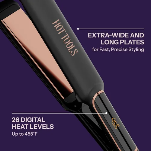 Miniatura 5 de HOT TOOLS Plancha plana profesional digital de oro rosa, extra larga, 1-1/2 pulgadas Negro