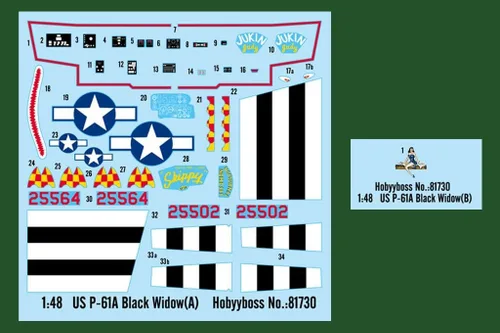 Miniatura 3 de Hobby Boss US P-61A Black Widow Kit de modelo de avión Negro