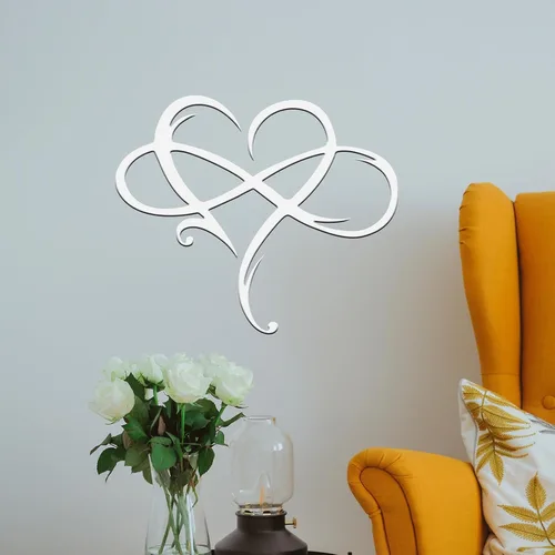 Miniatura 7 de MayLove-US Decoración de pared de metal con corazón infinito, decoración única de pared de corazón infinito, placa de letrero de amor, arte Blanco