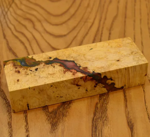 Miniatura 3 de Burl Híbrido Estabilizado Madera Bloque de madera Torneado Bloque en blanco Barra Mango Cuchilla Cuchillos Estabilización Cuchillo (G138)