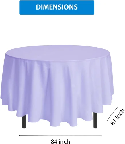 Miniatura 7 de EDI Manteles redondos desechables – Paquete de 12, varios colores, plástico, resistente a derrames y manchas, 81 x 84 pulgadas