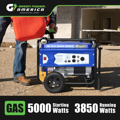 Miniatura 6 de Green-Power America Generador de gasolina GPD5000W, Verde/Negro