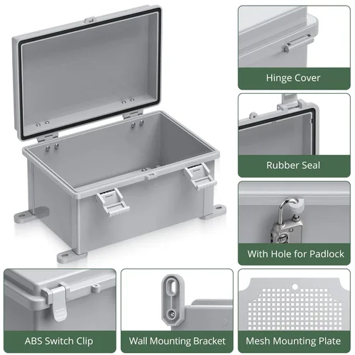 Miniatura 4 de EYPINS Caja de conexiones eléctricas IP67 impermeable – 11.8 x 7.9 x 6.3 pulgadas, caja de plástico ABS para proyectos eléctricos para exteriores