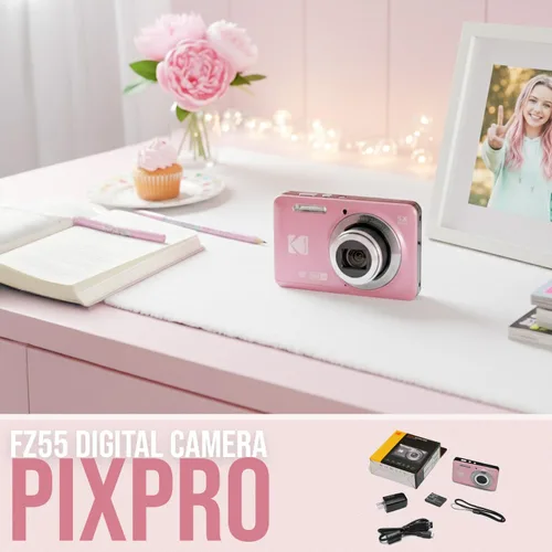 Miniatura 2 de Kodak PixPro Friendly Zoom FZ55 cámara digital Full HD 1080p de 16 MP con zoom óptico 5X para vlogging (Rosa Pastel)