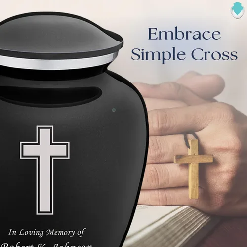 Miniatura 4 de Geturns Embrace - Urnas de cremación cruzadas personalizadas para adultos para cenizas humanas, urna funeraria grande negra para mujeres y hombres
