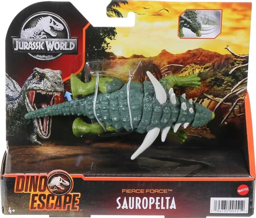 Miniatura 6 de Mattel Jurassic World - Figura de acción de dinosaurio de fuerza feroz, juguete de dinosaurio Sauropelta con articulaciones móviles, escultura