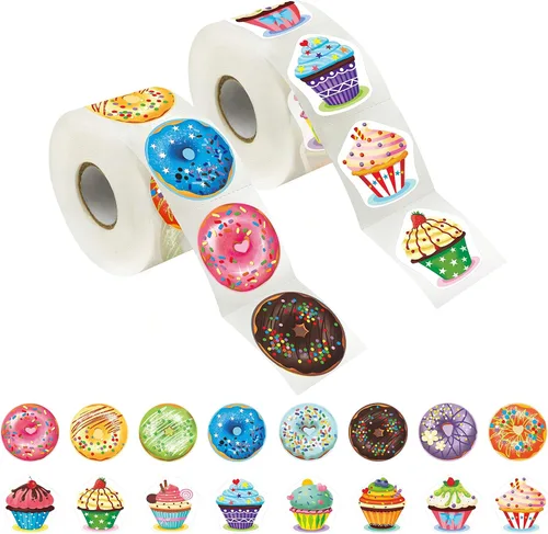 Miniatura 8 de 600 piezas de pegatinas de decoración de fiesta de cupcakes para maestros, recompensas, estímulo y motivación, paquete mega de 16 diseños con línea