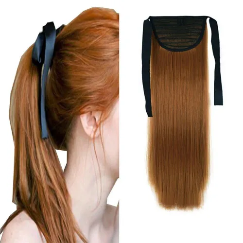 Miniatura 33 de Extensión de cabello sintético rizado con clip, cola de caballo larga, con clip, para niñas, mujeres y mujeres
